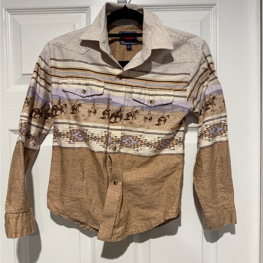 Roper Tan and Cream Western Shirt